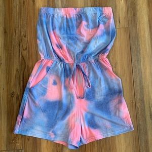NWOT Super Cute Pink and Blue Summer Romper